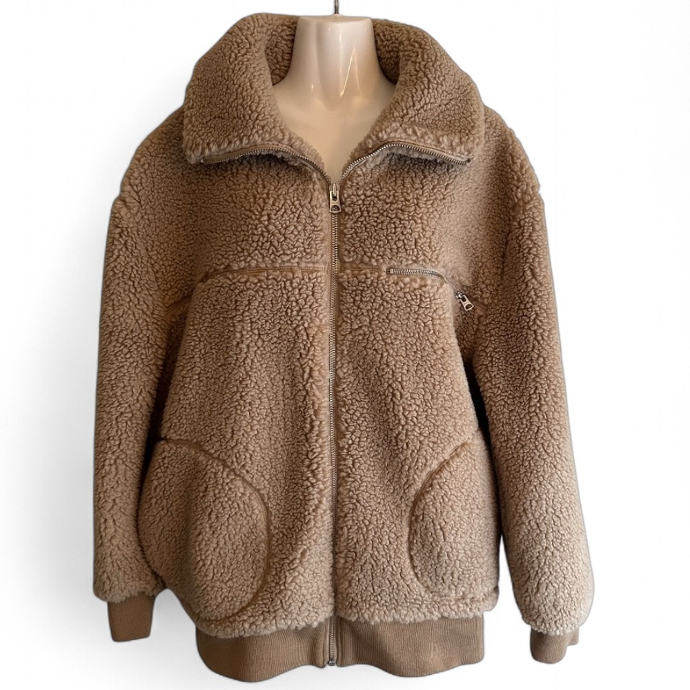 Wilfred Free The Teddy Full Zip Jacket Tan Large with pockets - Picture 13 of 13